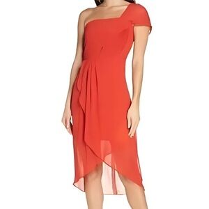 NWT Cooper Street One-Shoulder Draped Cocktail Dress • Red • Size 8